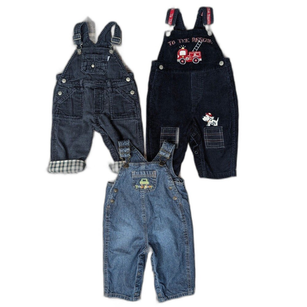 Vintage Boys Overalls Bundle Corduroy | Firetruck/Dalmatian | Car 6-9m